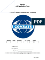 Faculty Job Application Form: COMSATS Institute of Information Technology