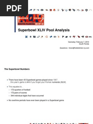 Super Bowl XLIV Square Pool Analysis