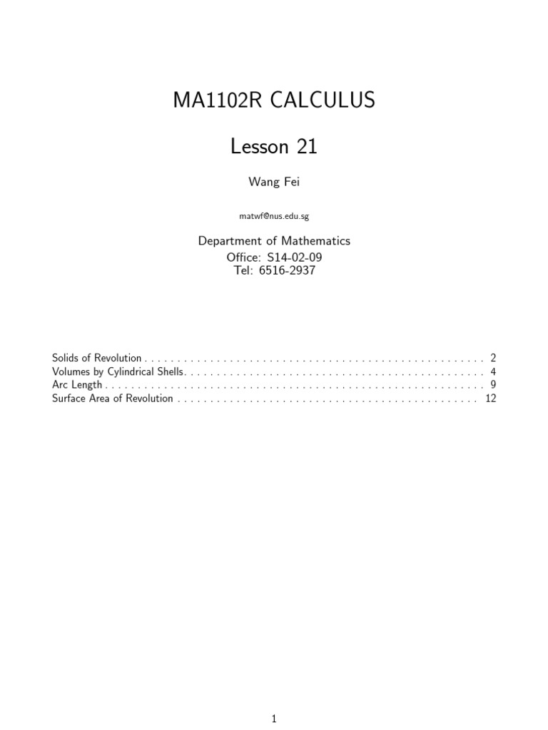 Calculus: Solids of Revolution and Area | PDF | Surface Area | Quantity