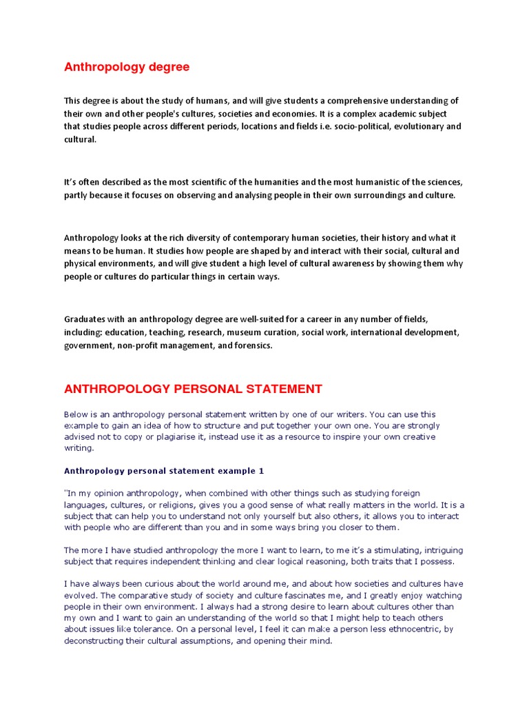 personal statement anthropology pdf