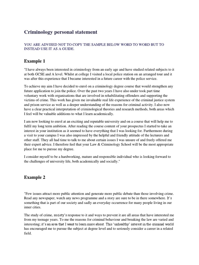 Personal statement examples criminology psychology picture