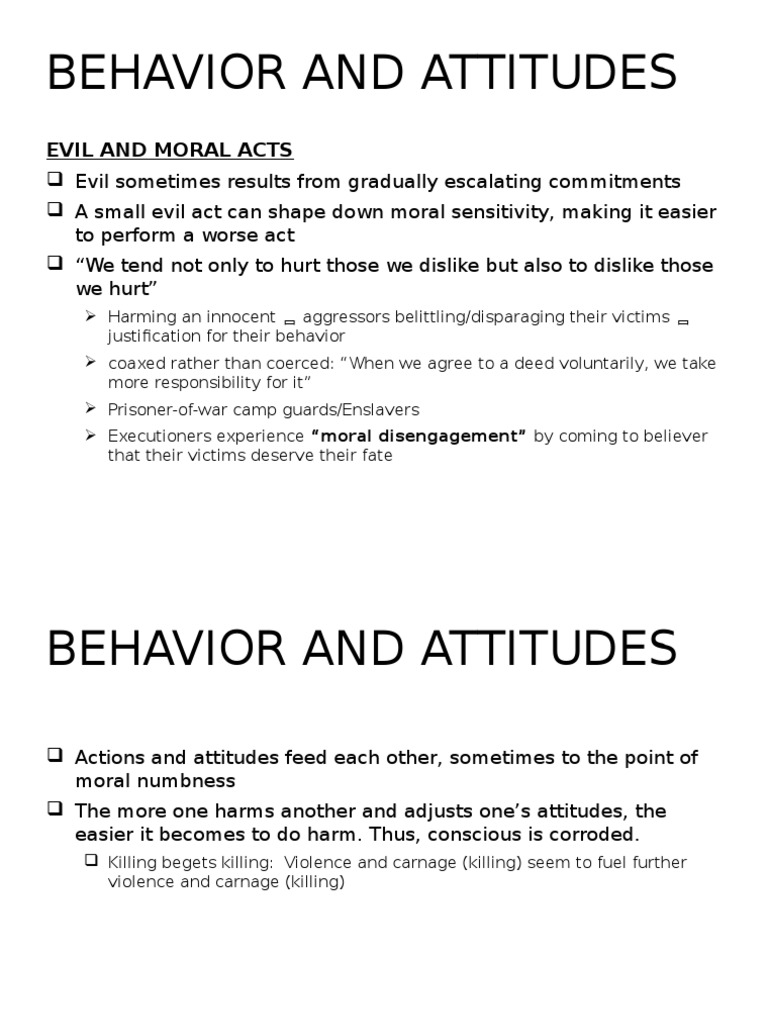 Behaviors and Attitudes Social Psychology | PDF | Attitude (Psychology ...