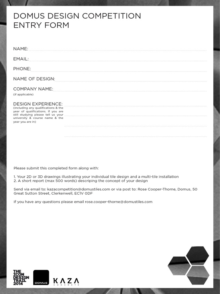 Domus Design Competition Entry Form | PDF | Business