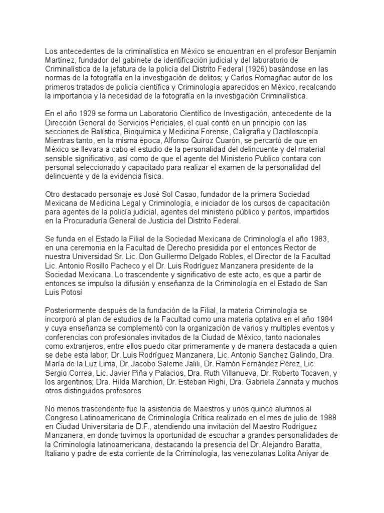 Criminologia. Historia en México Criminología