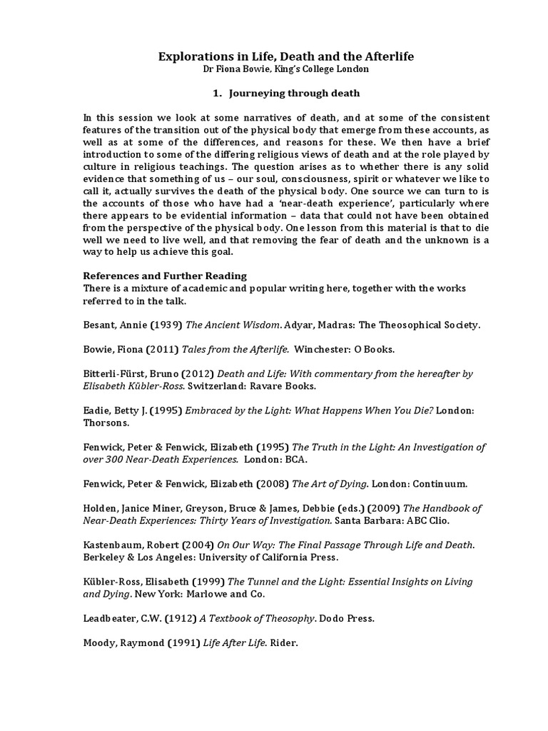 Journeying Through Death - Handout | PDF