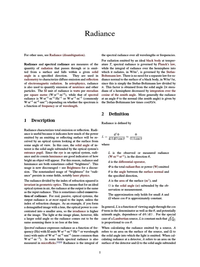 Radiance | PDF | Natural Philosophy | Transport Phenomena