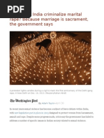 Why Won’t India Criminalize Marital Rape Because Marriage is Sacrament, The Government Says