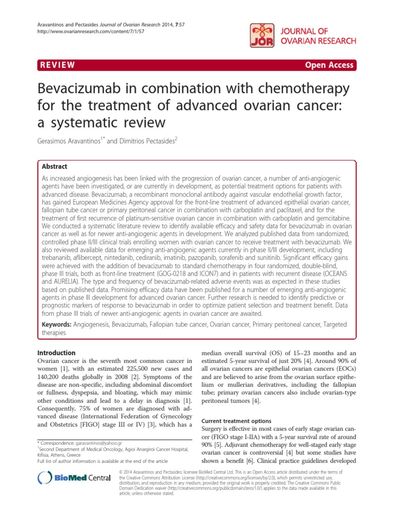 Bevacizumab In Combination With Chemotherapy For The Treatment Of