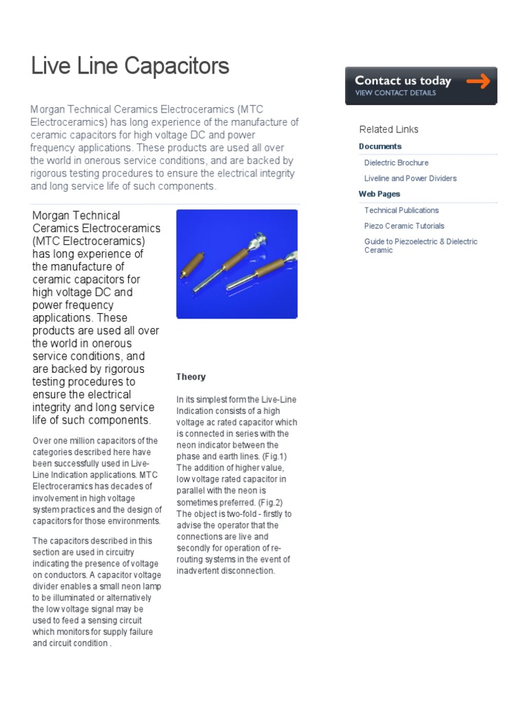 Live Line Capacitors & Indicators - HV Ceramic Capacitors | PDF ...
