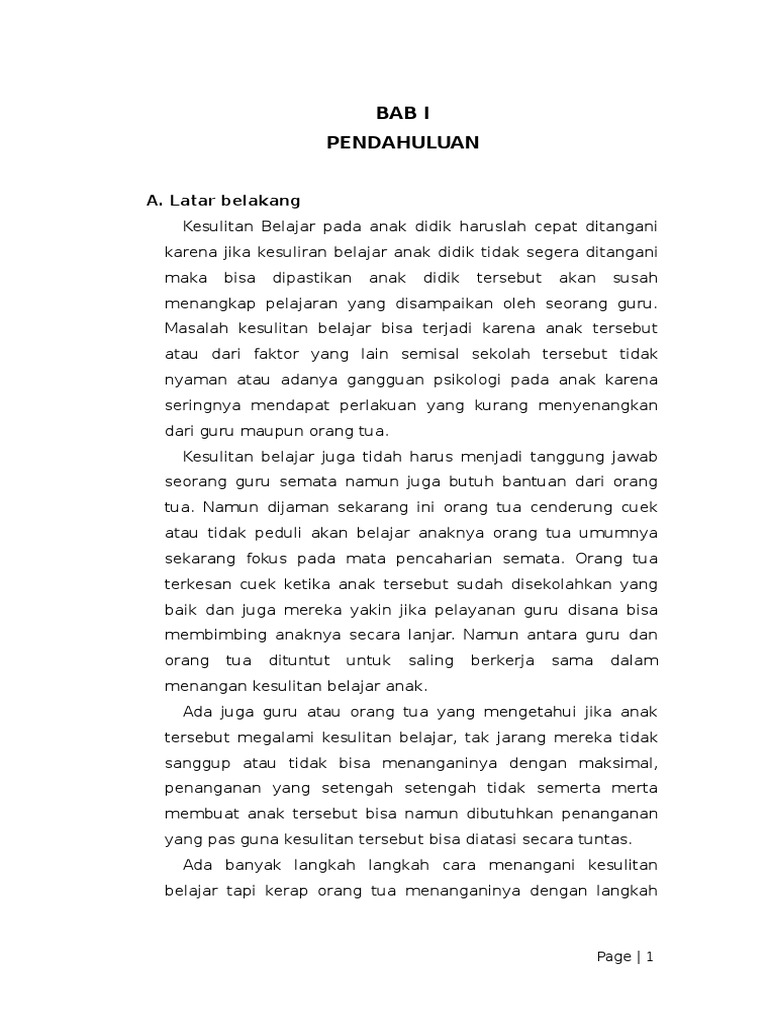 Makalah Kesulitan Belajar