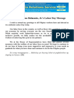 May01.2015speaker Feliciano Belmonte, Jr.'s Labor Day Message