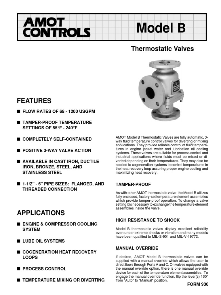 Amot Thermostatic Valve Type B.pdf Valve Pipe (Fluid Conveyance)
