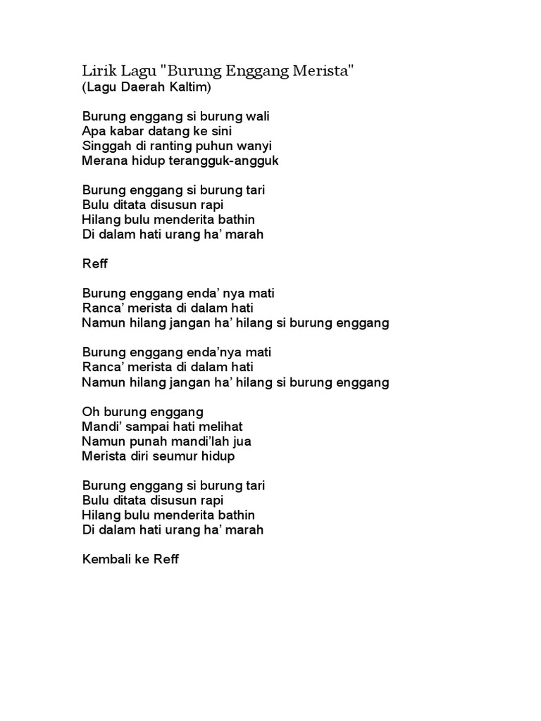 Lirik Lagu Burung Kutilang Ciptaan Ibu Sud Lagu Tematik Sdmi Youtube