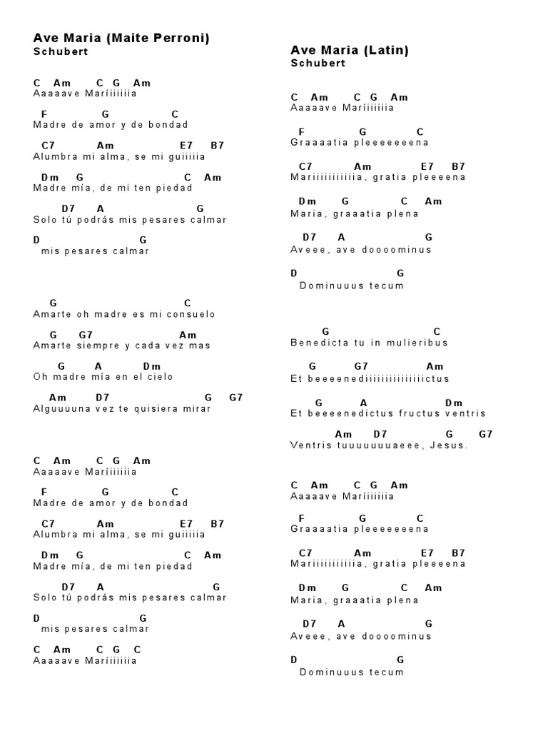 Ave Maria (Acordes) PDF Oración Cristiana