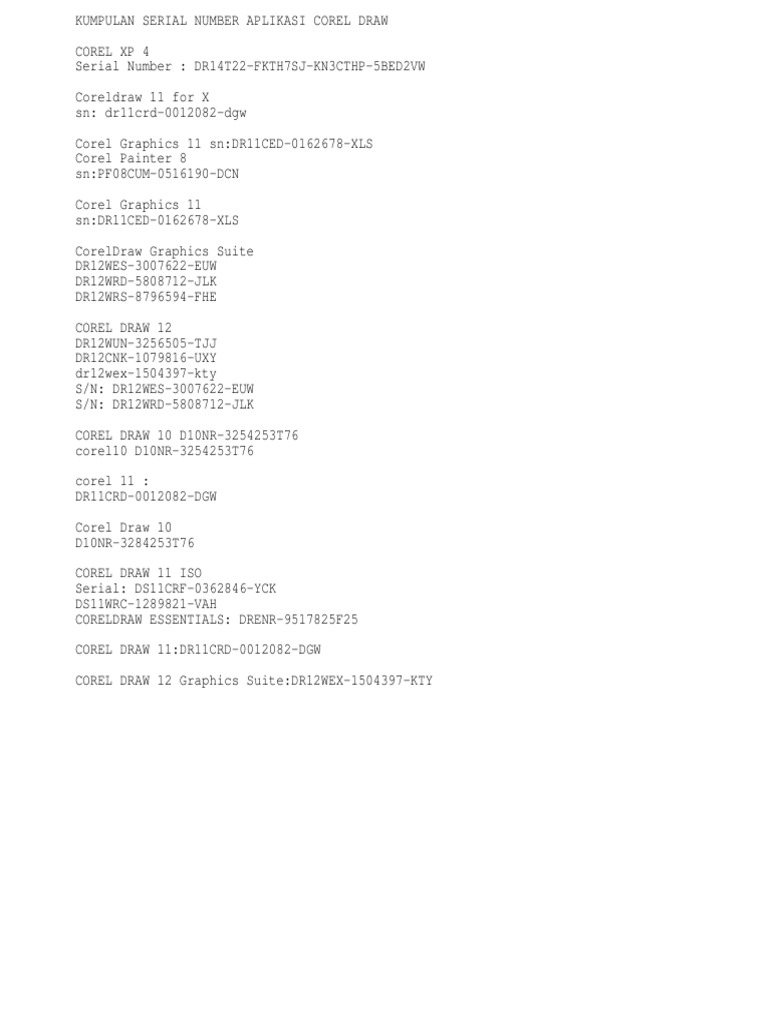 Serial Number Corel Draw All Version Microcomputer Software Graphic Design