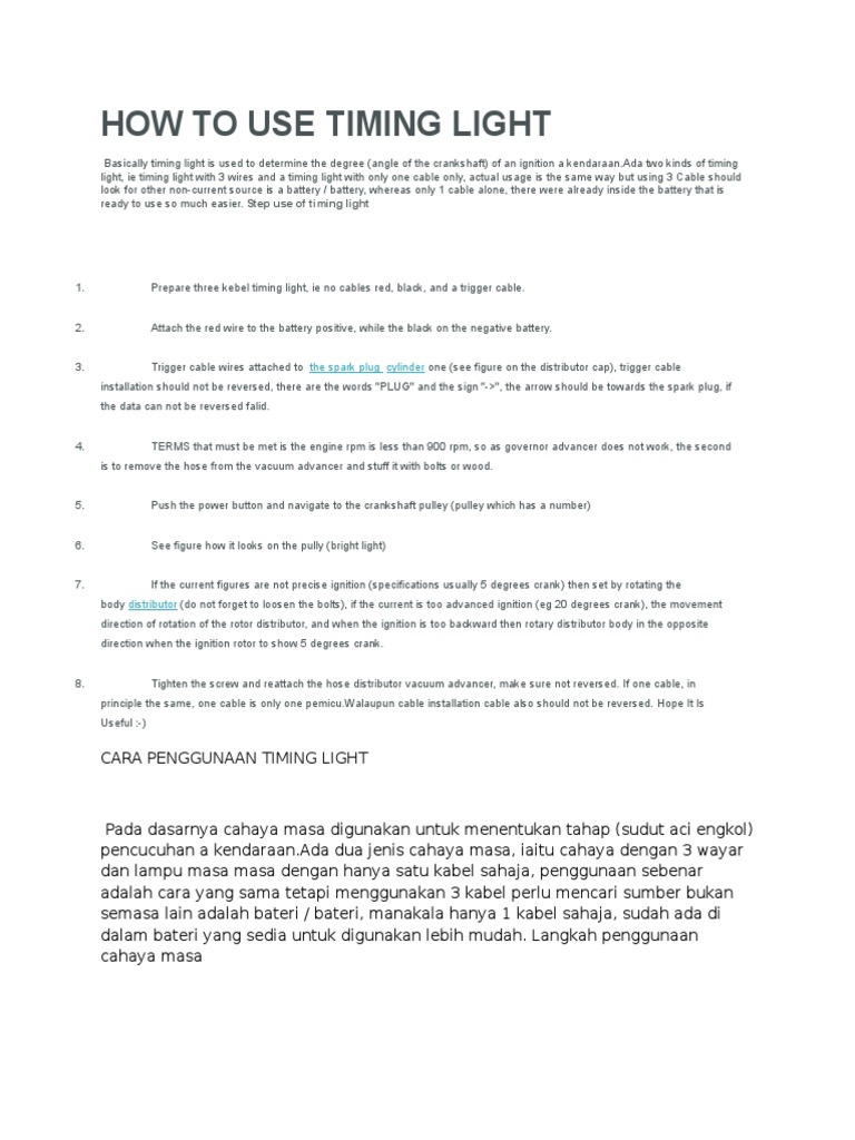 How To Use Timing Light PDF