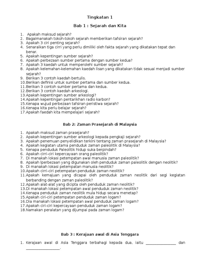 Sejarah Form 1 | PDF