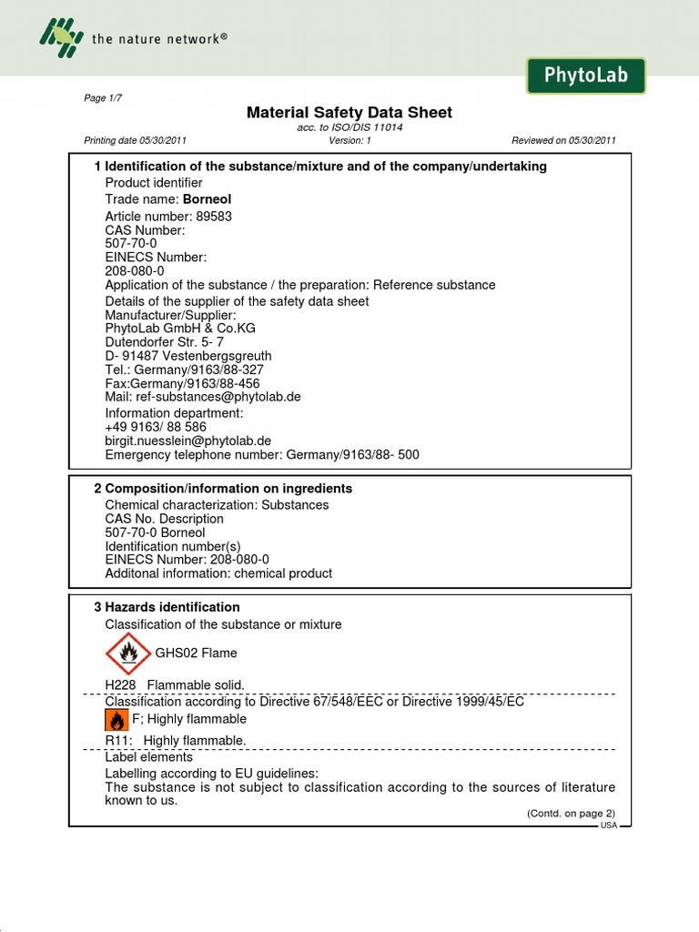 MSDS PDF Dangerous Goods Safety