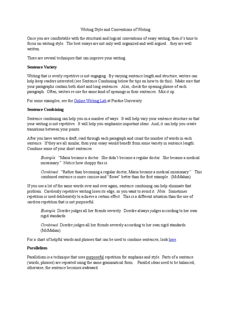 Writing Style and Conventions of Writing | PDF | Sentence (Linguistics ...