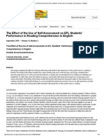 The Effect of the Use of Self-Assessment on EFL Students’ Performance in Reading Comprehension in English