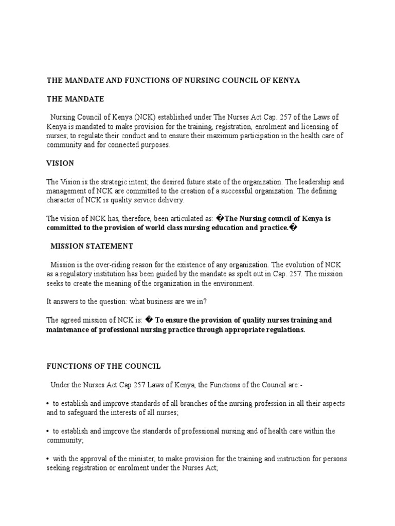 NURSING COUNCIL OF KENYA intelligence overview