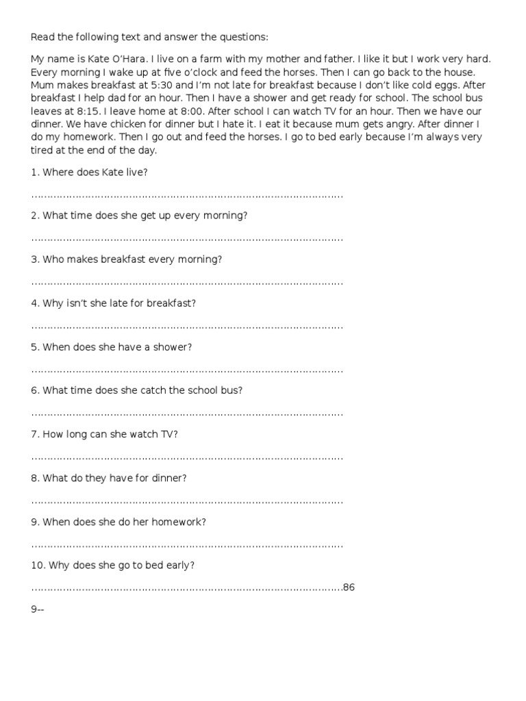 Reading Comprehension Exercises | PDF