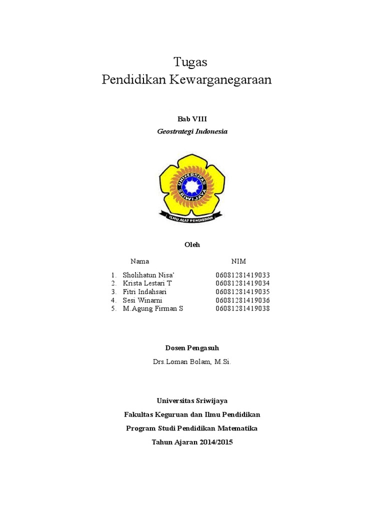 Tugas Soal dan Jawaban Geostrategi Indonesia