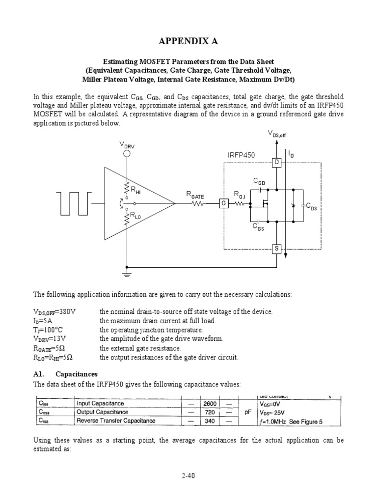 Estimating MOSFET Parameters From The Data Sheet PDF PDF Field