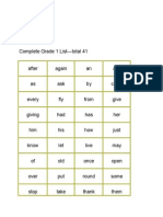 Grade 1-Dolch Word List