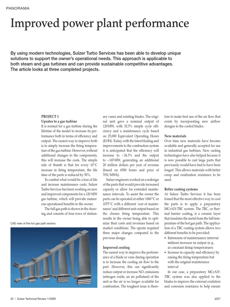 Improved Power Plant Performance | PDF | Turbine | Gas Turbine