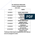 Jadual Bertugas Mingguan Tkrs