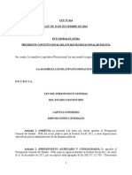 Ley Nº 614 - Presupuesto General del Estado 2015 (Bolivia)