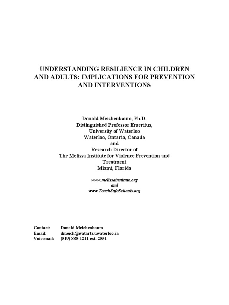 Fostering Resilience in Children | PDF | Psychological Resilience ...