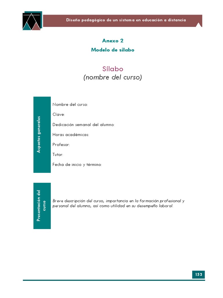 Modelo de Sílabo para Un Sistema de Educación A Distancia | PDF