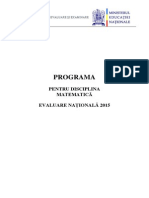 Anexa 3 Programa Evaluarea Nationala 2015 Matematica