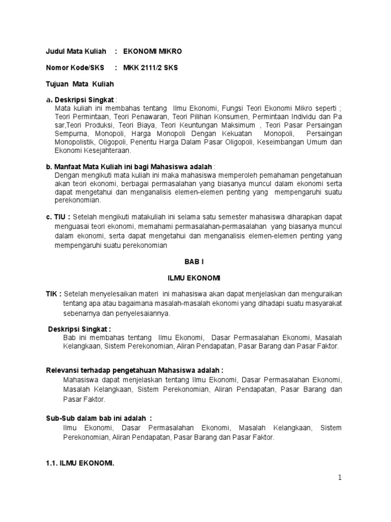 Bahan Ajar Ekonomi Mikro