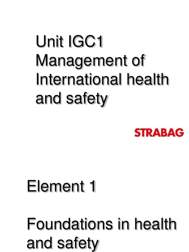 Foundations in Health and Safety Slides PDF Occupational Safety And