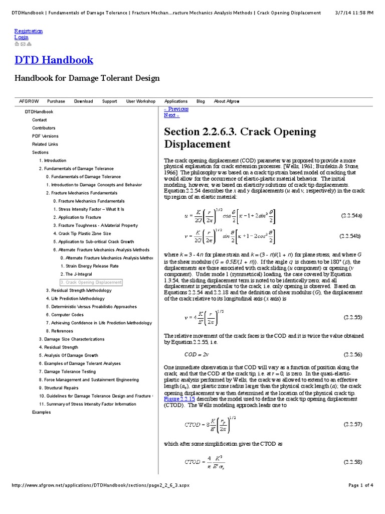 DTD Handbook: Section 2.2.6.3. Crack Opening Displacement | PDF ...