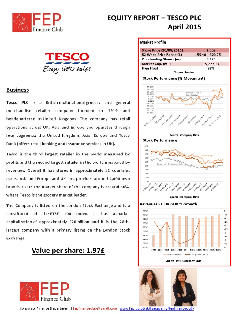 Equity Valuation Report TESCO PDF Tesco Stock Valuation