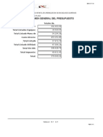 Presupuesto Tabla de Resumen