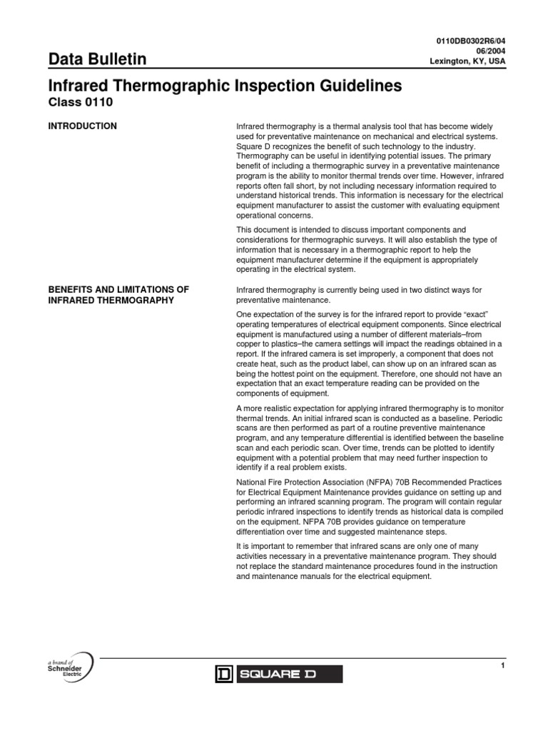 Data Bulletin Infrared Thermographic Inspection Guidelines: Class 0110 ...