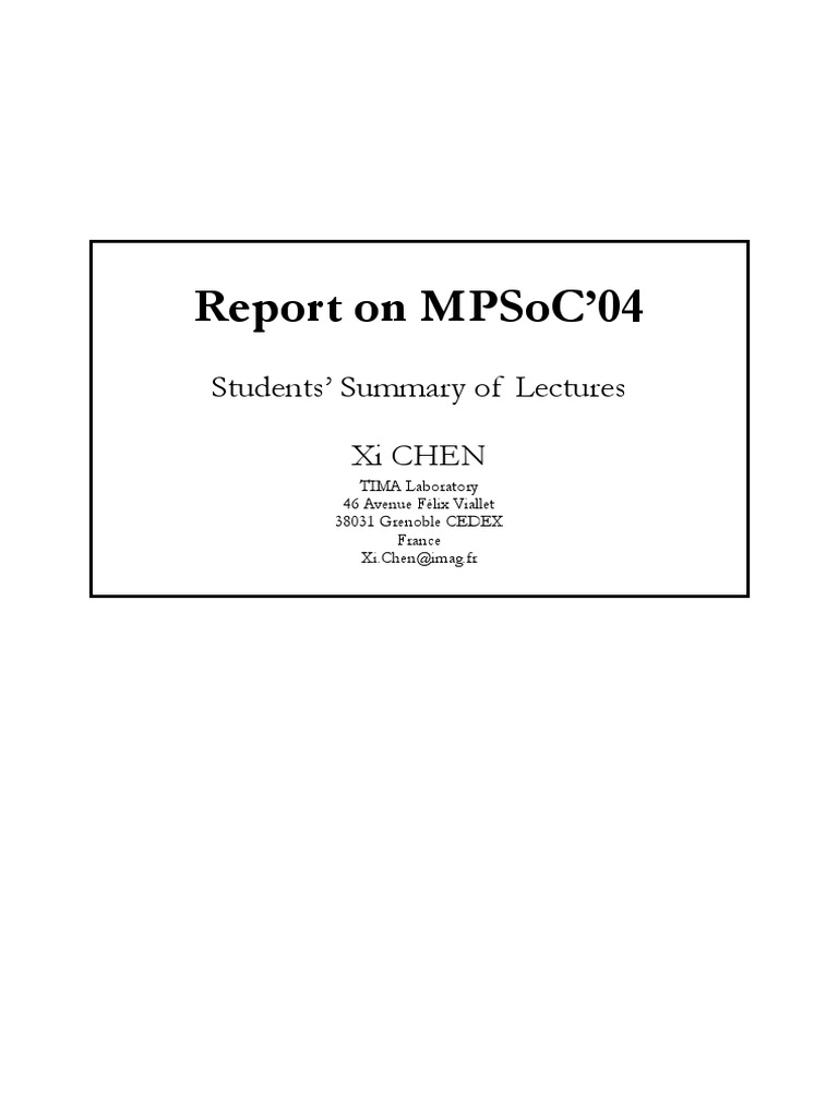 MPSoC'04 Lecture Summaries Report | PDF | Message Passing Interface ...