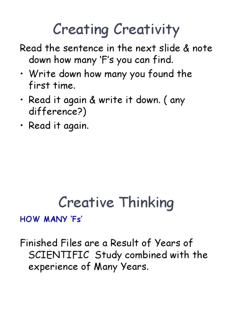 Exercises to Enhance Creative Thinking | PDF | Language Arts & Discipline