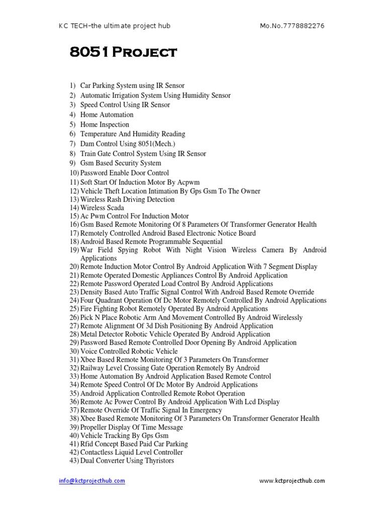 EC & IC EE Project List PDF | PDF | Security Alarm | Remote Control