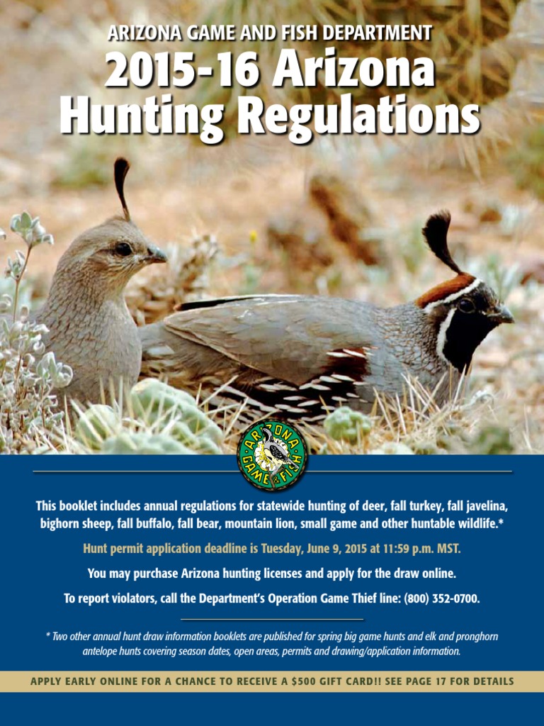201516 Arizona Hunting Regulations Hunting Angling