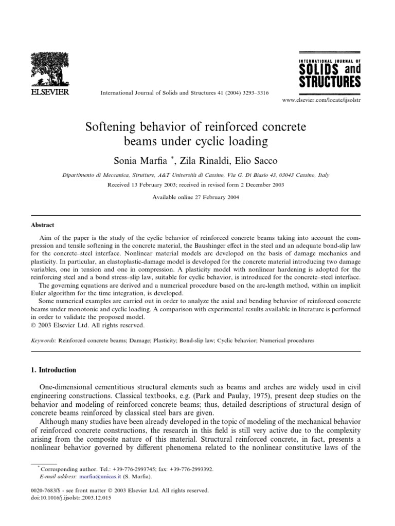 Softening Behavior of Reinforced Concrete Beams Under Cyclic Loading ...