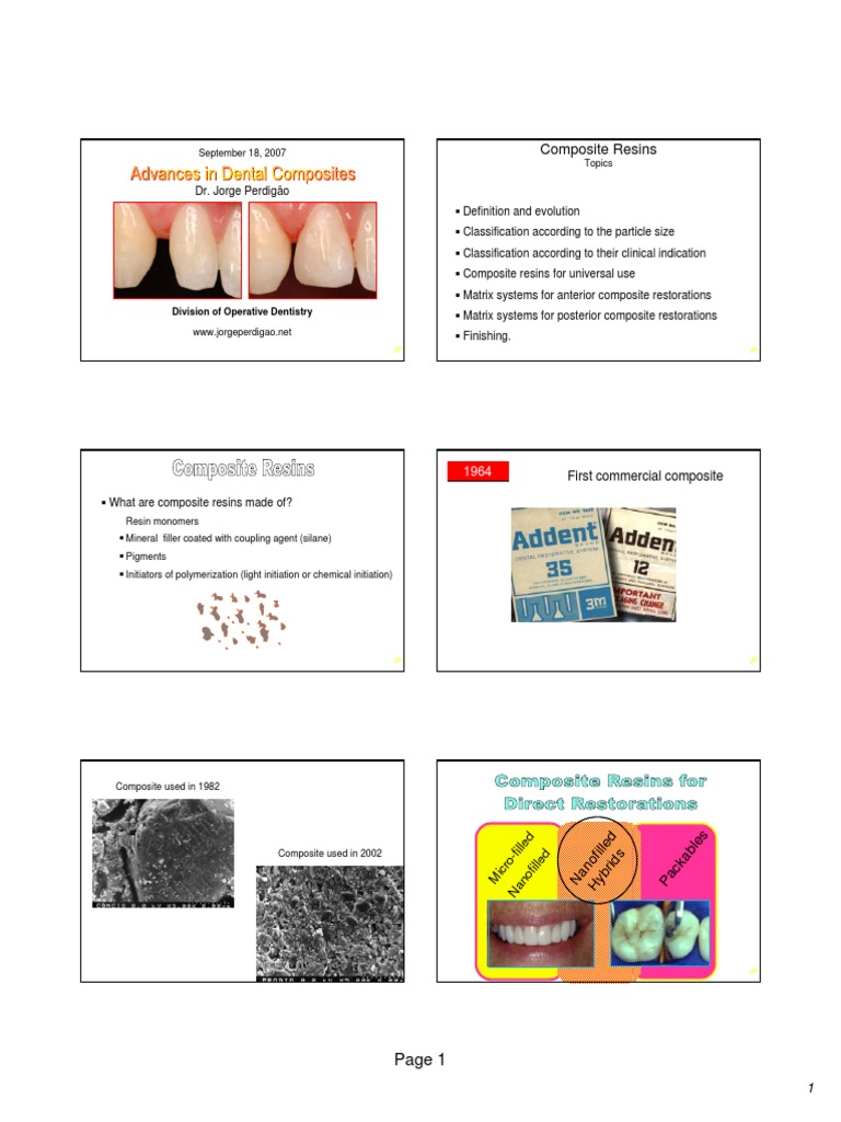 Composites Fall2007 Handout | PDF | Dental Composite | Chemistry