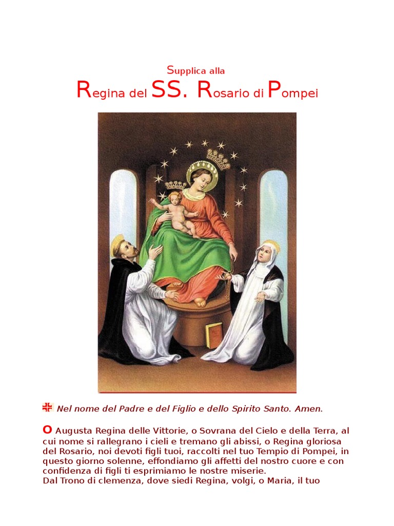 Testo Della Supplica Alla Madonna Di Pompei Supplica Alla Madonna Di Pompei | PDF