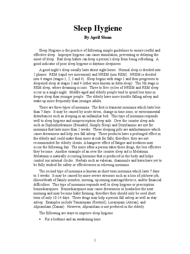 Sleep Hygiene | PDF | Insomnia | Sleep