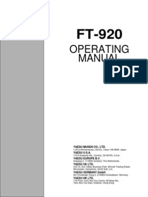 FT920 - Manual, PDF, Frequency Modulation